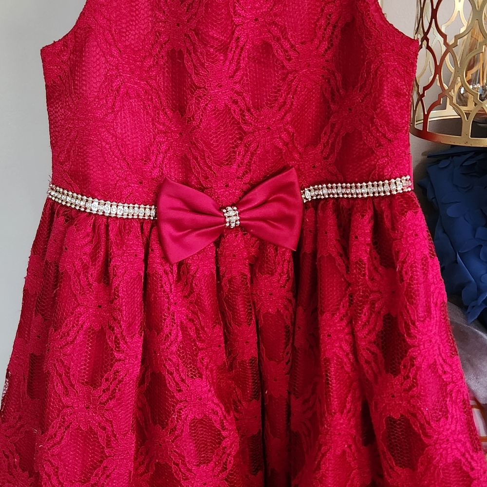 American Princess Red Lace Dress with Bow